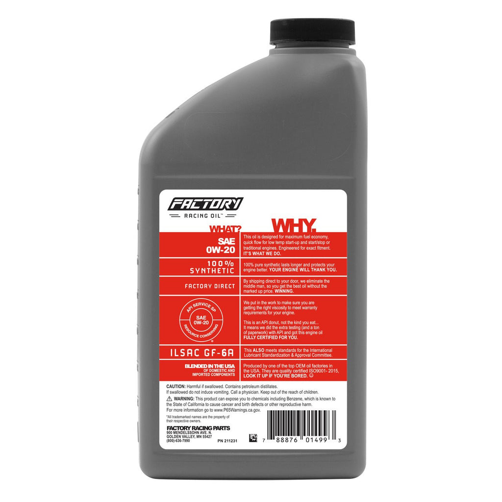Oil Change Kit For Mazda MX-5 Miata 2.0L L4 2011-2015 0W-20 Full Synthetic Oil - 5 Quarts